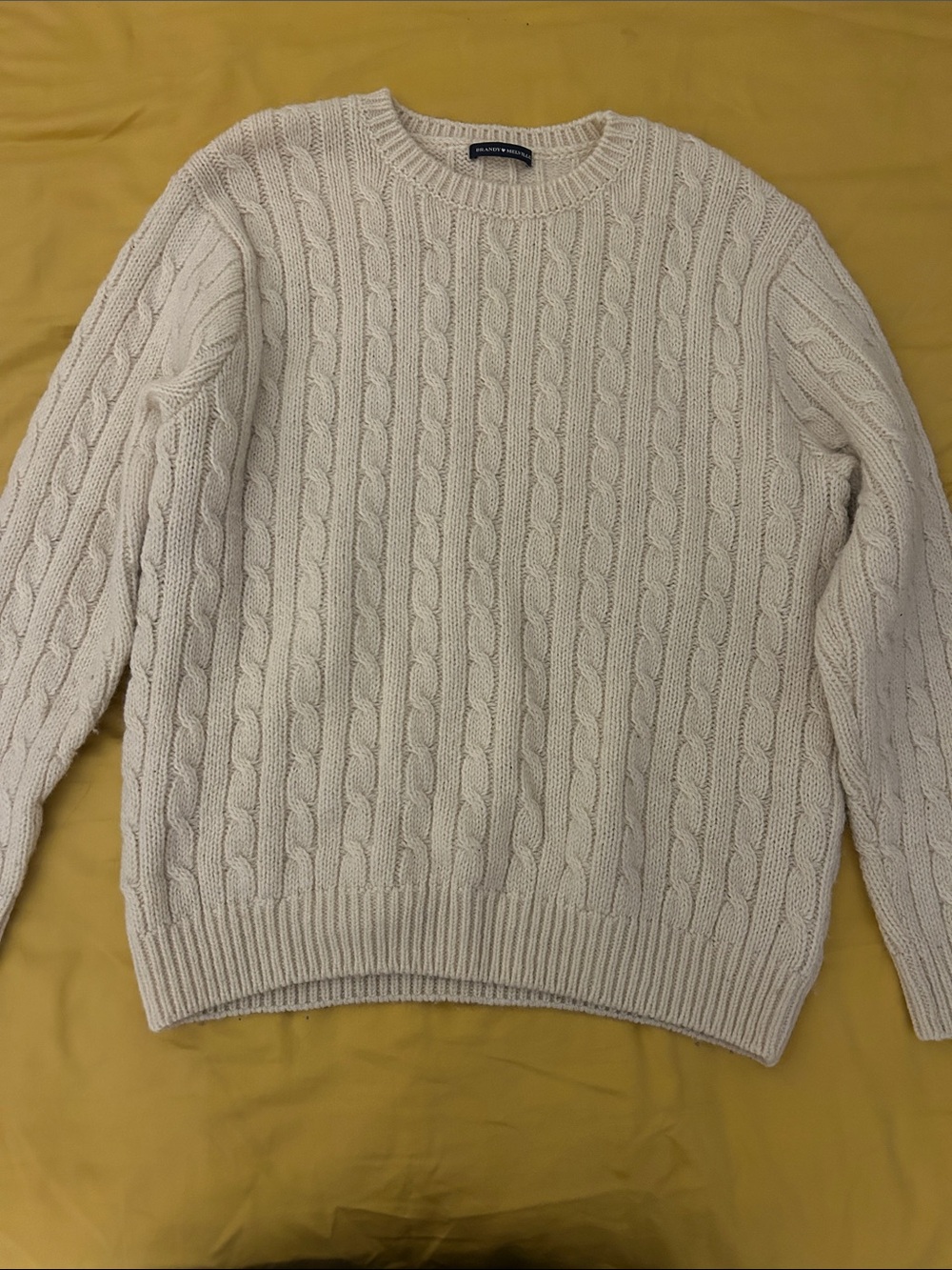 Brandy Melville Cream Cable-Knit Crewneck Sweater